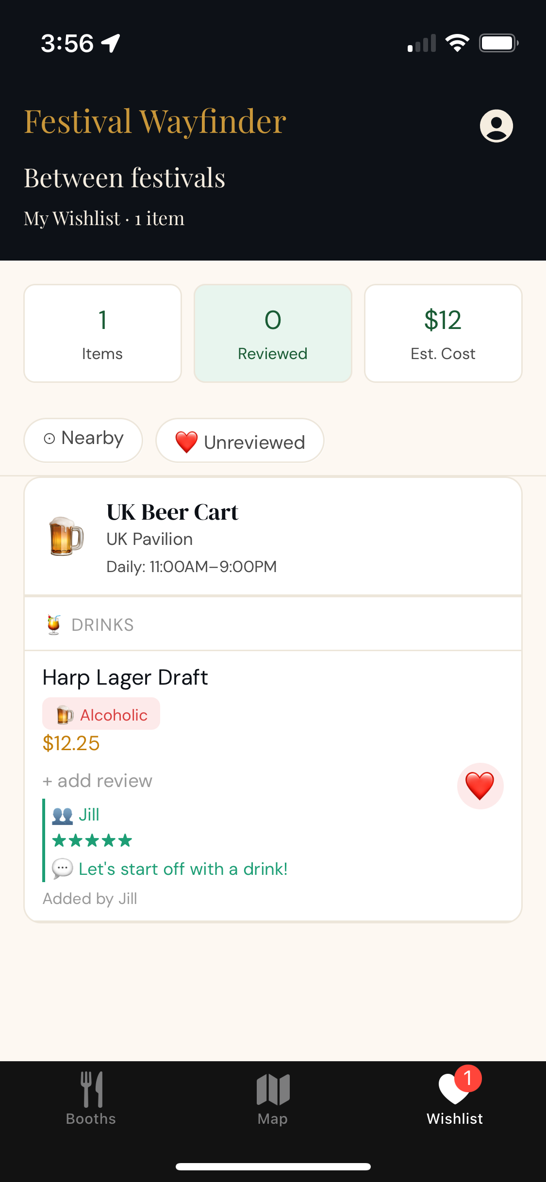 Real-time partner sync feature showing shared wishlists between two users