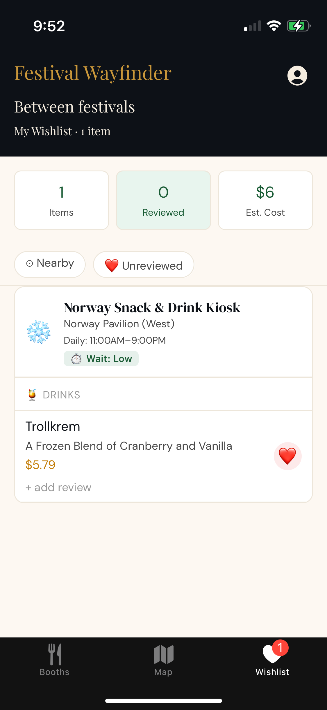 Real-time booth wait times showing actual visitor data and queue information